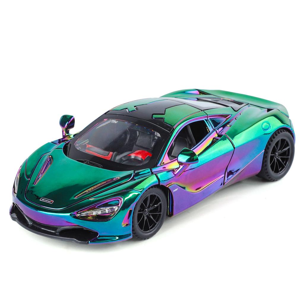Simulation 1/32 McLaren 720S Super Sportwagen Modell Legierung Diecast Spielzeugfahrzeug Kinder Junge Geburtstagsgeschenk Ton Licht Heimdeko Miniatur