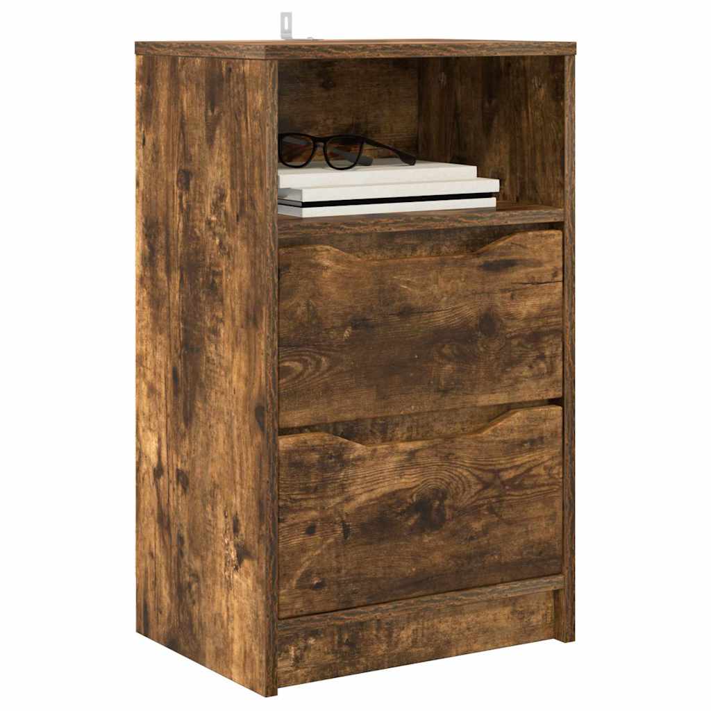 Nightstand Smoked Oak 40 x 30 x 67 cm Wood Based Material