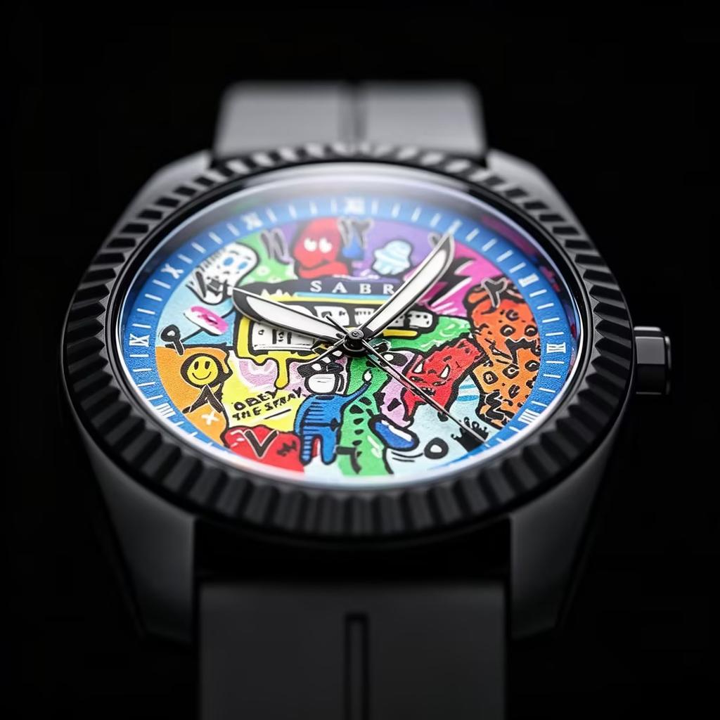 Graffiti Art Dial Men's Watch Hip Hop Street Style Quartz Movement Available