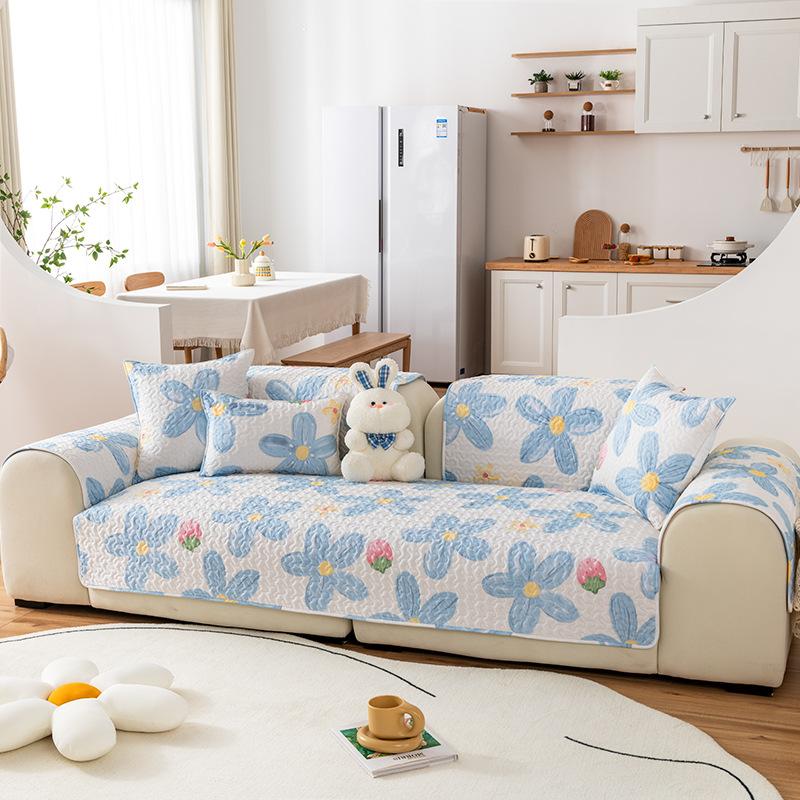 Pure Cotton Ins Style Fabric Non-Slip Sofa Cushion Four Seasons Universal Simple Sofa Cover Cover Backrest Cushion Cover Cloth