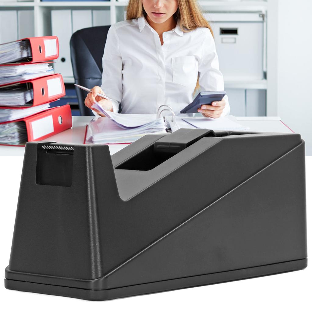 Tape Dispenser Large Black Desktop Anti Slip Rust Resistant Stainless Steel Blade Tape Dispenser Cut