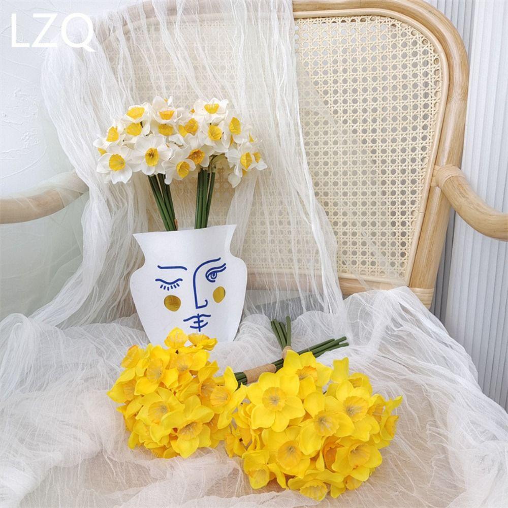 6 st/bunt Hem Konstgjord Påskliljor Bukett Vacker Dekoration Konstgjord Blomma