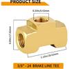 MuHize Raccordo a T per Tubo Freno 4 Pezzi - Tubo da 3/16" x 3/8"-24 UNF | Connettore a T in Ottone SAE/DOT per Sistemi a Doppio Svaso | Raccordo a 3 Vie a Prova di Perdita per