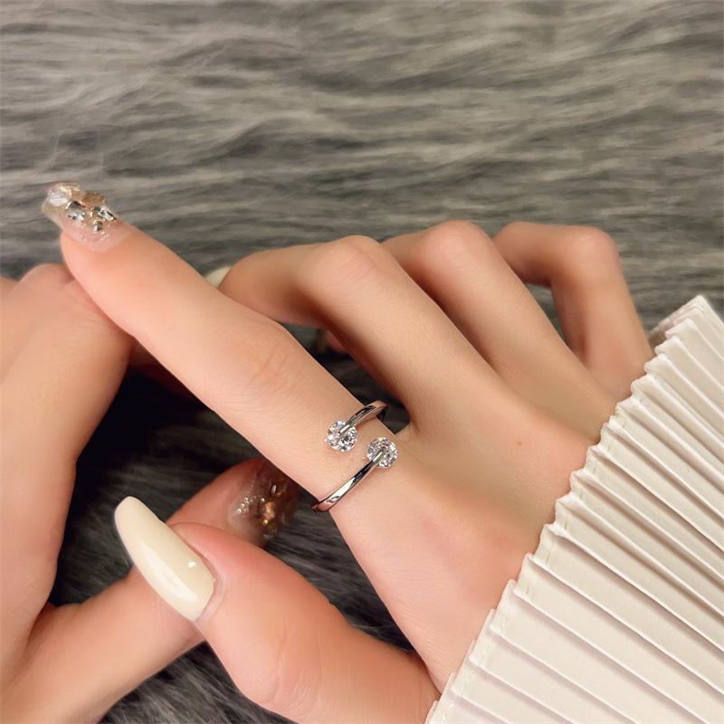 Trendy Versatile Open Zirconia Ring: Cool, Stylish, Shiny Design for Women Adjustable Open