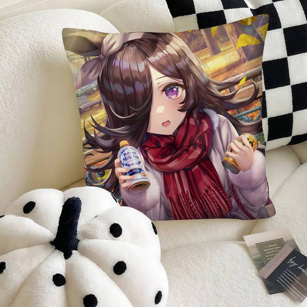 Rice Shower Hot Anime Umamusume Pillow Case Square Pillow Bedroom Sofa Leisure Comfort Cushion Car Home Decoration
