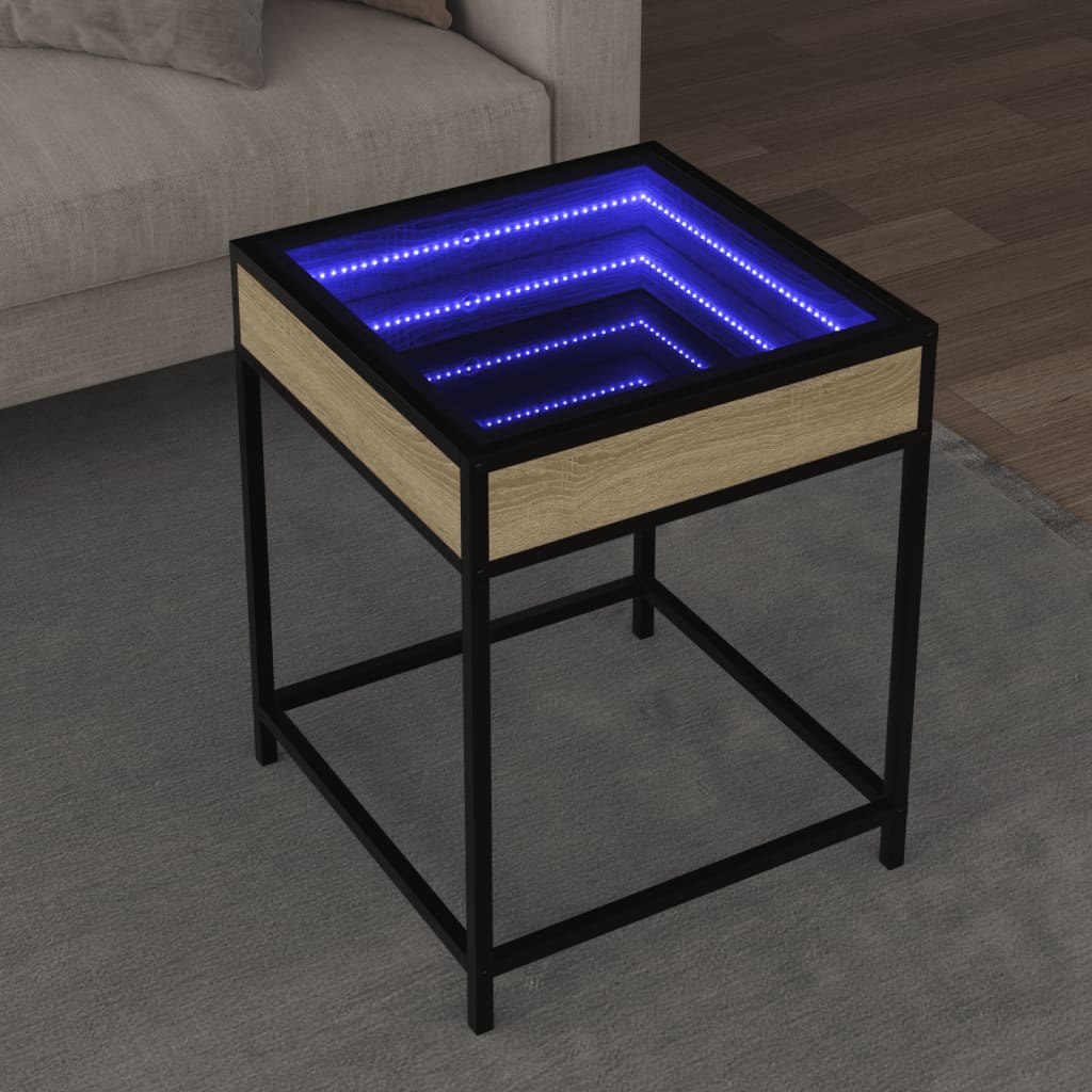Infinity LED Coffee Table in Sonoma Oak 40 x 40 x 51 cm
