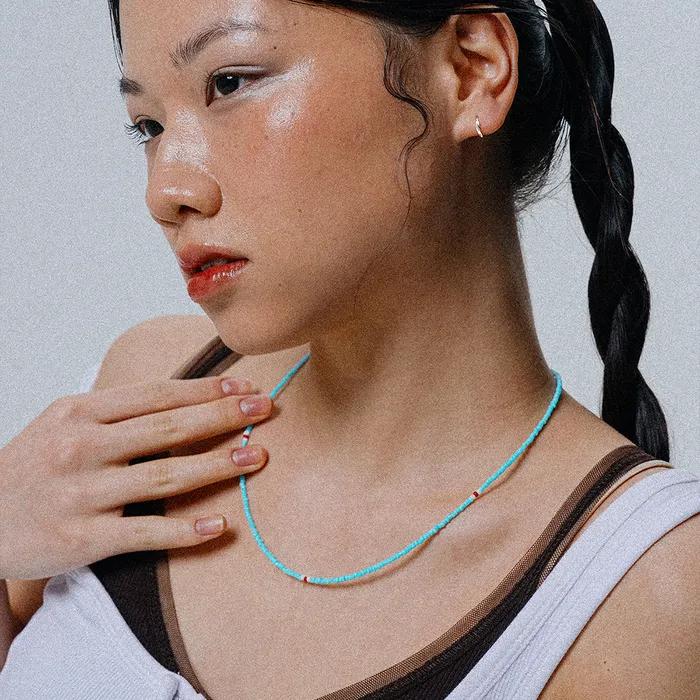 [Wearing NCT DREAM] WS005 Sky Blue Bead Necklace