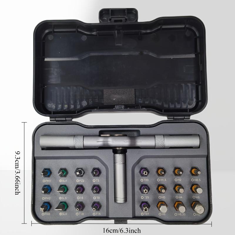 1 SET 24-in-1 Cacciavite a cricchetto magnetico bidirezionale con impugnatura a cambio rapido, Custodia portatile resistente - Kit professionale per riparazioni elettroniche