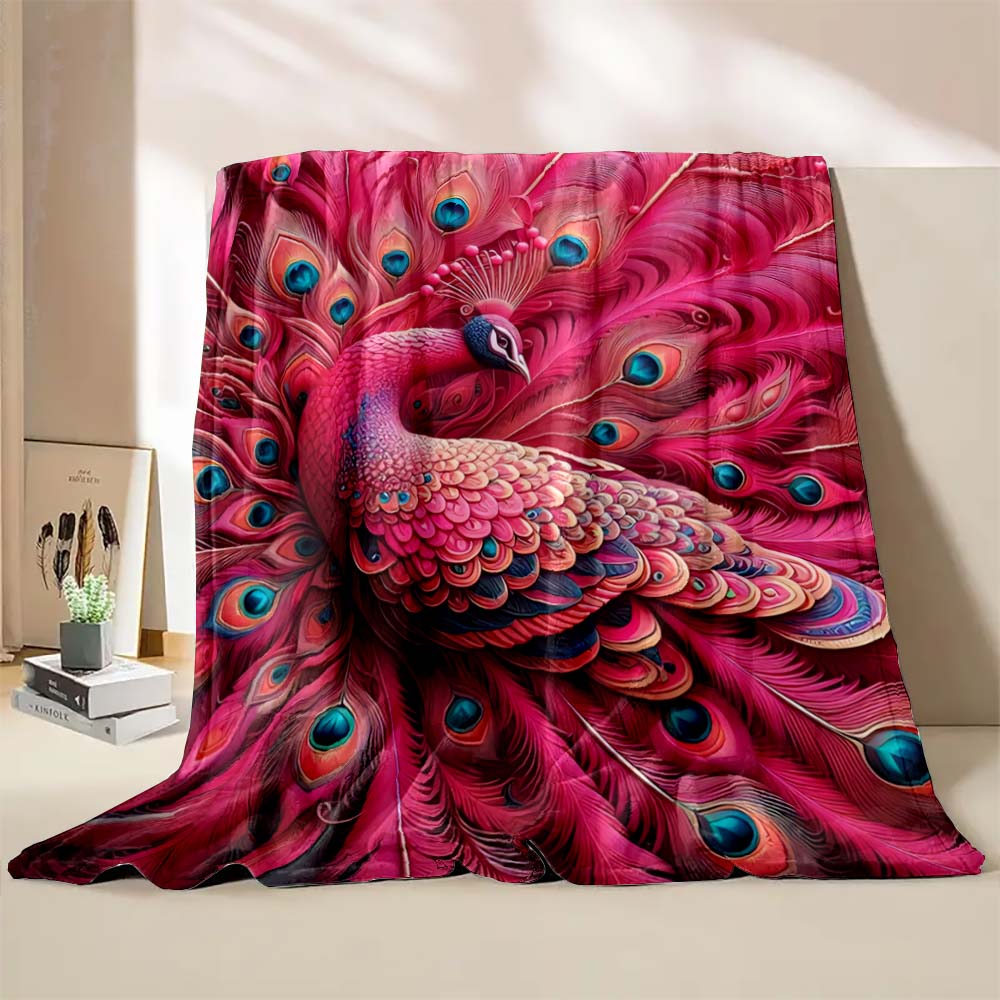 6 Sizes Peacock Art Print Blanket Warm Soft Comfortable Home Travel Blanket Sofa Office Bedding Throw Blanket Gift Large Size