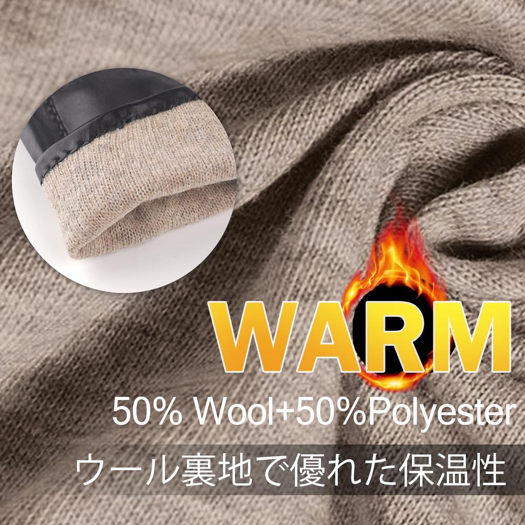 GSG Leather Cold Weather Smartphone Driving 16507 Men's Gloves, Protection, Compatible, Touchscreen, Gentleman's Gloves, Motorcycle, Winter, Black,