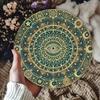 LAZYBONE Boho Metal Wall Art Vintage Sun Moon Stars Round Sign 8x8 Inch Iron Mandala Plaque for Home Decor Indoor Outdoor Garden