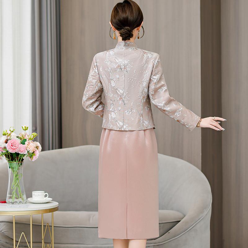 Festive Mother of The Groom Dress with Slim Fit Suit for Autumn Wedding