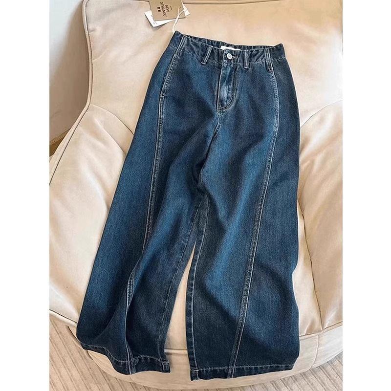 

Women s High-Waist Cropped Wide-Leg Jeans - Slim Fit for Pear-Shaped Figures, Plus Size, Spring Collection L (recommended 110-120 kg)
