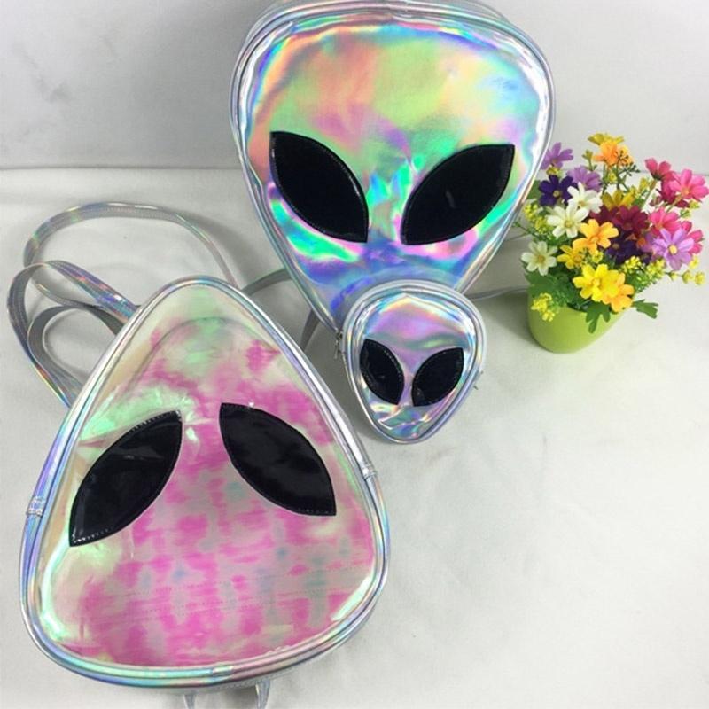 

Треугольная 3D Голова Инопланетянина ЕТ Лицо Дизайн Сумка-мессенджер Сумка через плечо Лазерный Рюкзак 2