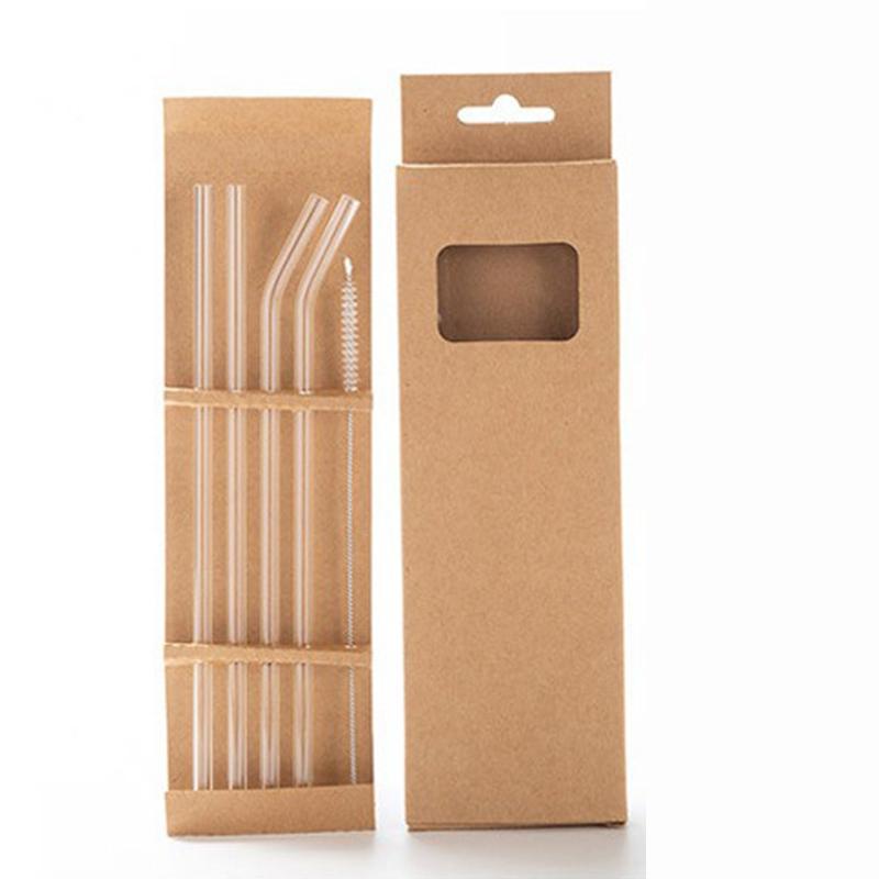 5Pcs Heat Resistant High Borosilicate Glass Straws with Brush Transparent Juice Smoothies, Milkshakes, Tea Glass Straw Reusable