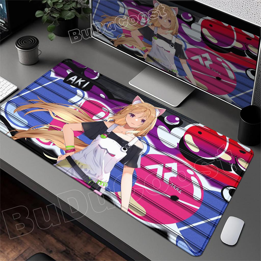 Kawaii Mouse Pad Anime Cute Girl Aki Rosenthal Gamer Computer Desk Mat Keyboard PC Gaming Accessories Mousepad Rubber Anime Girl