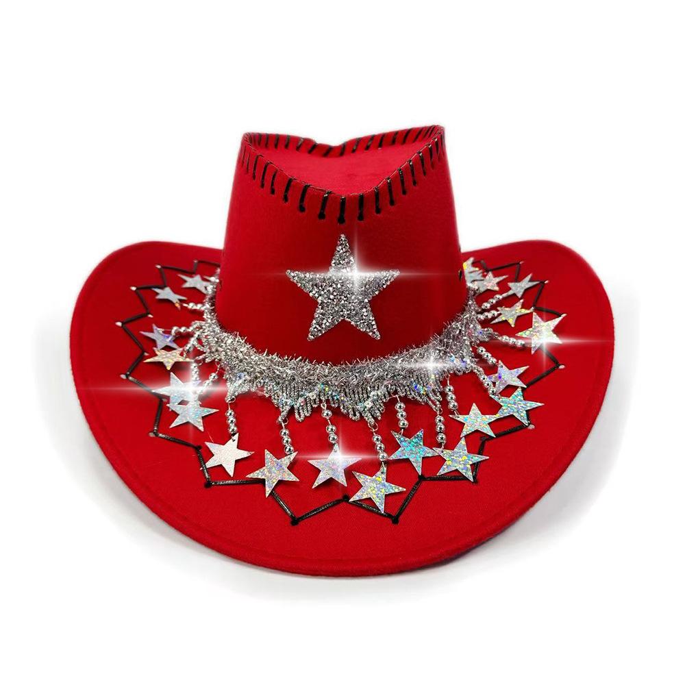 

Party Western Hat Suede Western Cowboy Hat Red Suede Hat Red For Carnivals Birthday Celebrations Christmas Parties червоний