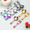 2 Pieces Alternative Color Fork and Spoon Compact Cutlery Set Travel Friendly Cutlery Supplies for Camping and Picnics