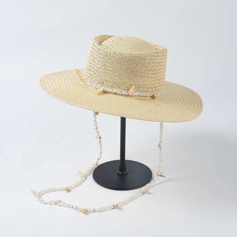 

Летняя нерегулярная цепочка с жемчугом и раковиной Classilight, бумажная трава, женская шляпа-федора, женская шляпа Panamjazz head size 57cm