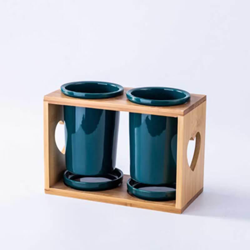 AilanhuiJia LIU Nordic Dark Green Ceramic Double Chopstick Holder Double