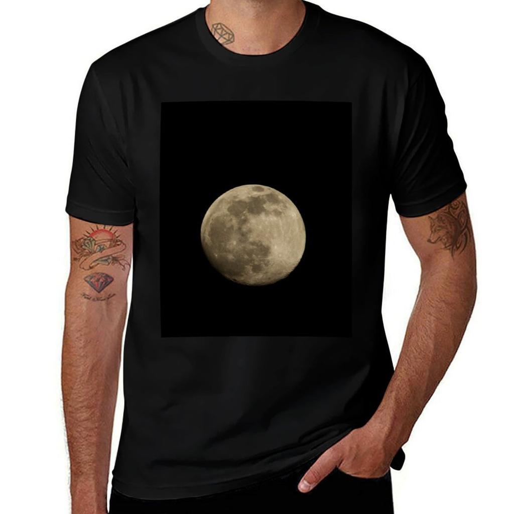 Full Moon At Night Tshirt Minimalist Casual Short Sleeve Top