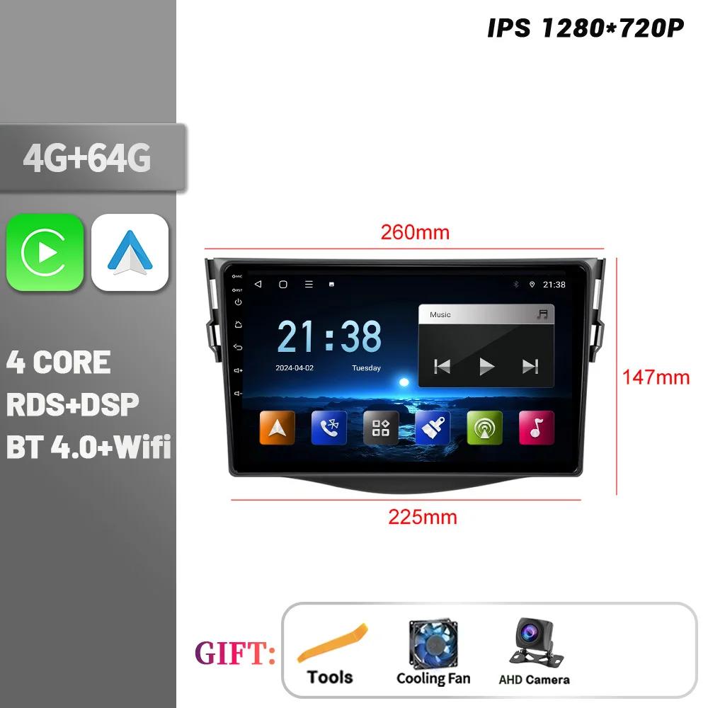 Android 14 Bluetooth Wireless CarPlay For Toyota RAV4 2007-2011 Touch Screen Stereo Car Radio Multimedia Navigation Head Unit