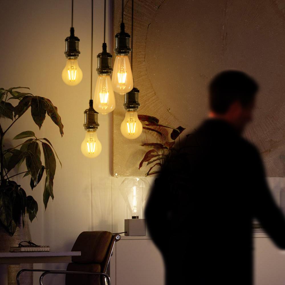 Bombiilas Filament LED Light Bulb Candle Light Glass Bulb Lampara LED Lamp Lighting Bedroom Warm Light E27 220V 240V ST64 A60 T45 G45 G80 G95