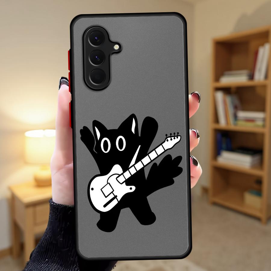 Phone Cover Case for Samsung Galaxy A16 A15 A14 A23 A73 A33 A54 A52S A72 A34 A36 A53 A35 A17 A52 A56 A55 Music Cat