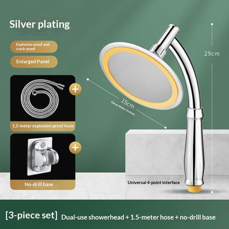Tête de douche à main pour salle de bain, grande, ronde, à effet pluie, haute pression, rotation à 360 degrés, accessoires