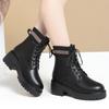 Autumn and winter new thick-soled heightening warm Martin boots women's velvet thickened soft leather soft-soled versatile short boots