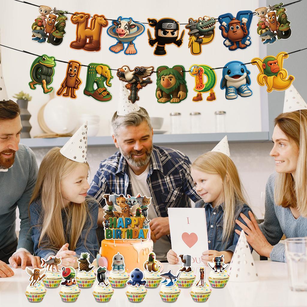 Theme Birthday Party Decoration Children's Birthday Flag Cake Inserted Pendant Party Layout