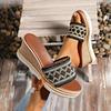 Bohemian Striped Braided Wedge Sandals Women Summer Thick Sole Outdoor Beach Slides Woman Plus Size 43 Fashion Platform Slippers