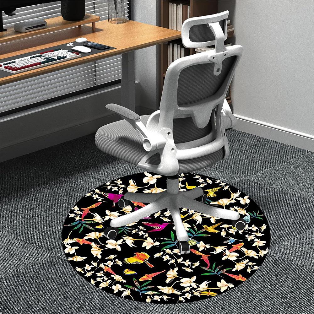 

1pc Floral Butterfly Print Chair Carpet for Office, Soft, Non-Slip Polyester Mat, Office, Living Room, Bedroom, Durable Polyester yy251207197 80cm by 80cm