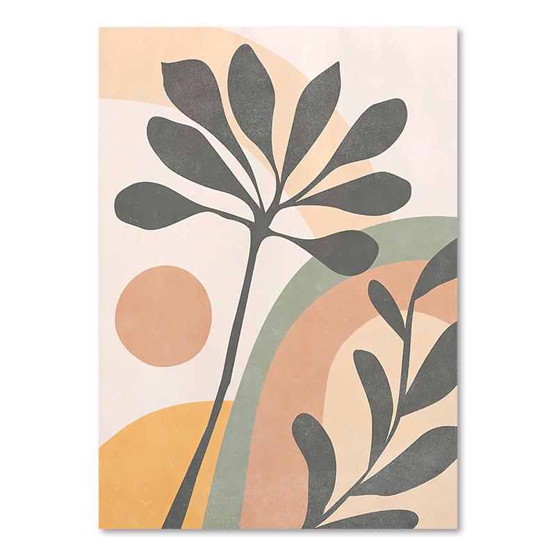 Boho Abstract Leaf Canvas Painting Monstera Rainbow Sun Posters Nordic Living Room Wall Art Pictures Prints For Home Decor