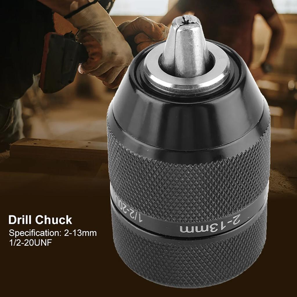 13mm Metal Drill Chuck 1/2 Mount Self Locking Keyless Drill Chuck Electric Drill Chuck Metal Drill Chuck 3/8" Thread Drill Chuck