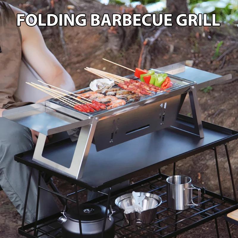 Stainless Steel Folding Barbecue Grill For Home And Outdoor Charcoal Kebabs Smokeless Portable Collapsible Barbecue