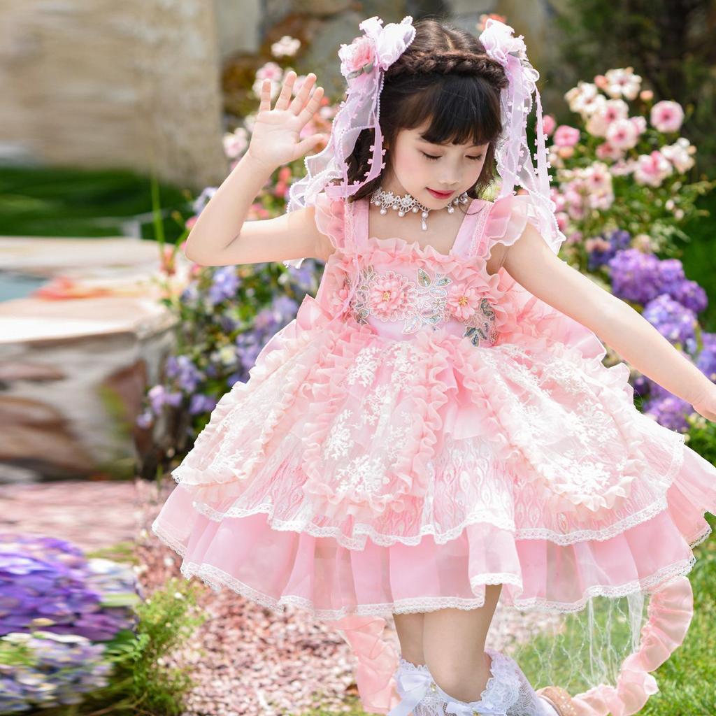 2026 Summer Flower Princess Lolita Dress for Girls - Birthday and Performance Outfit