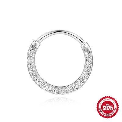 Schlichtes und stilvolles Mozzarella Crushed Diamond Vielseitiges Piercing S925 Sterling Silber Ohrknochenringe Nasenringe Ohrringe mit doppeltem Verwendungszweck Daith