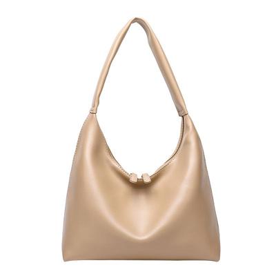 Retro Weiche Ledertasche, Milchtee-farbene Tasche, Damen-Arbeitstasche mit großer Kapazität, Einzelne Schulter-Achseltasche