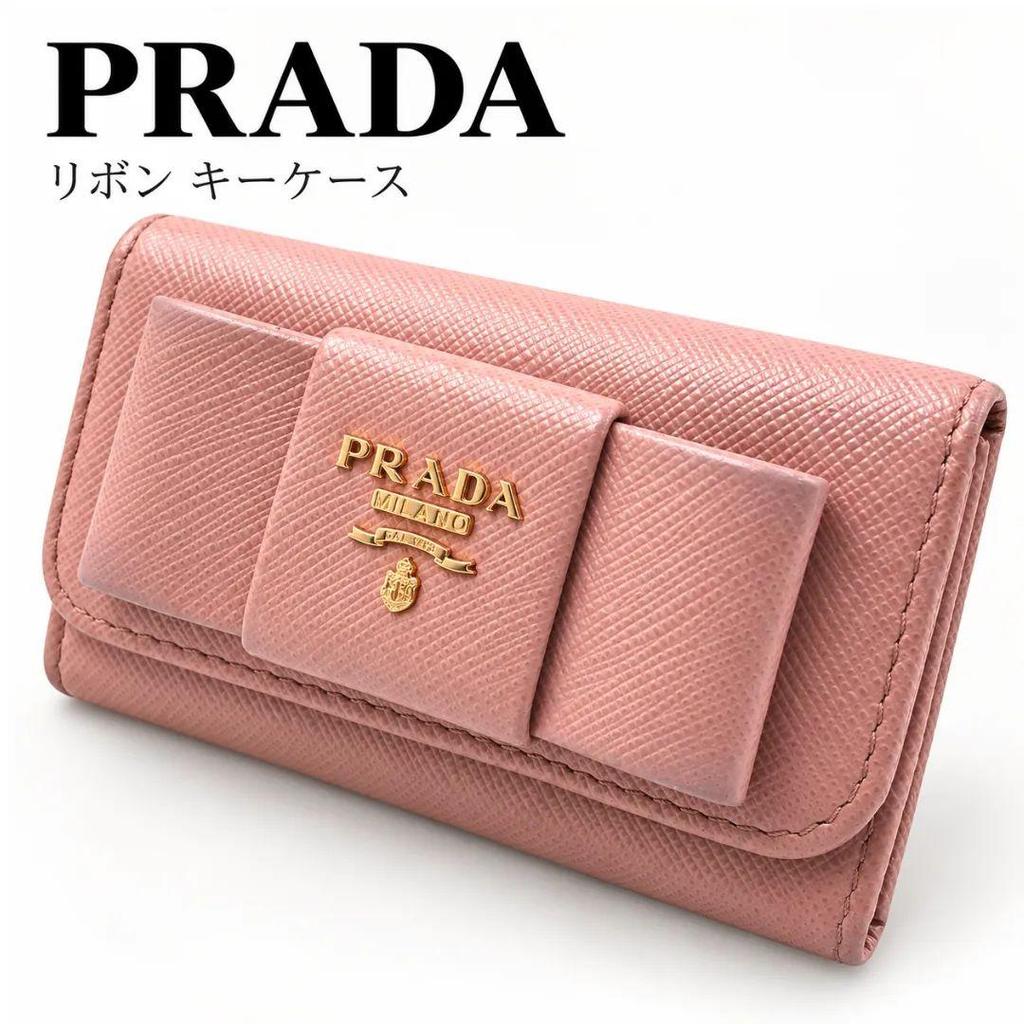 Used PRADA Prada 6-ring Key Case Ribbon Saffiano Pink