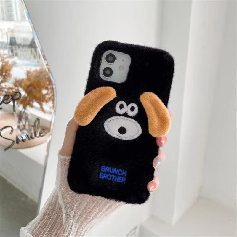 Ins Cute Dog for Apple 16promax Phone Case Plush X Autumn/Winter IPhone 15 Couple 13 Soft 12 Female 14