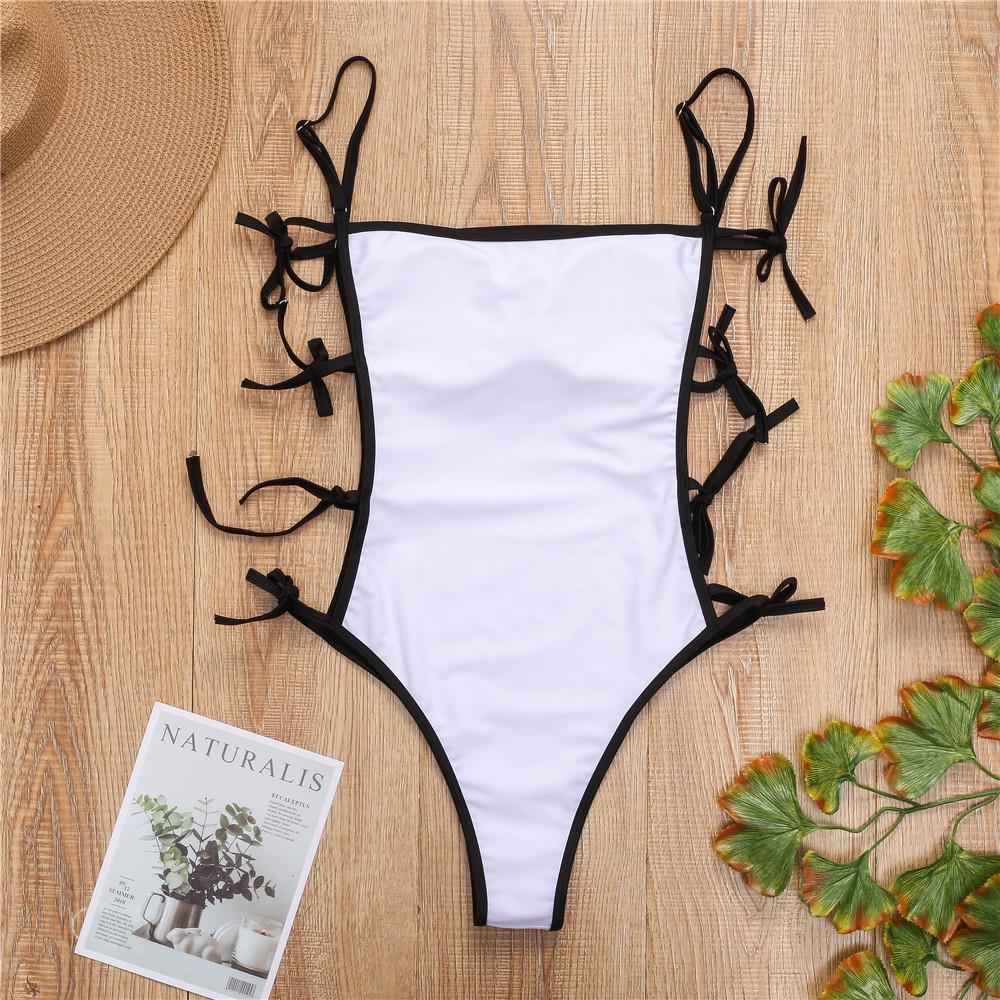 Shencai European & American Solid Color One-Piece Swimsuit with Sexy Straps (Model: ZY057)