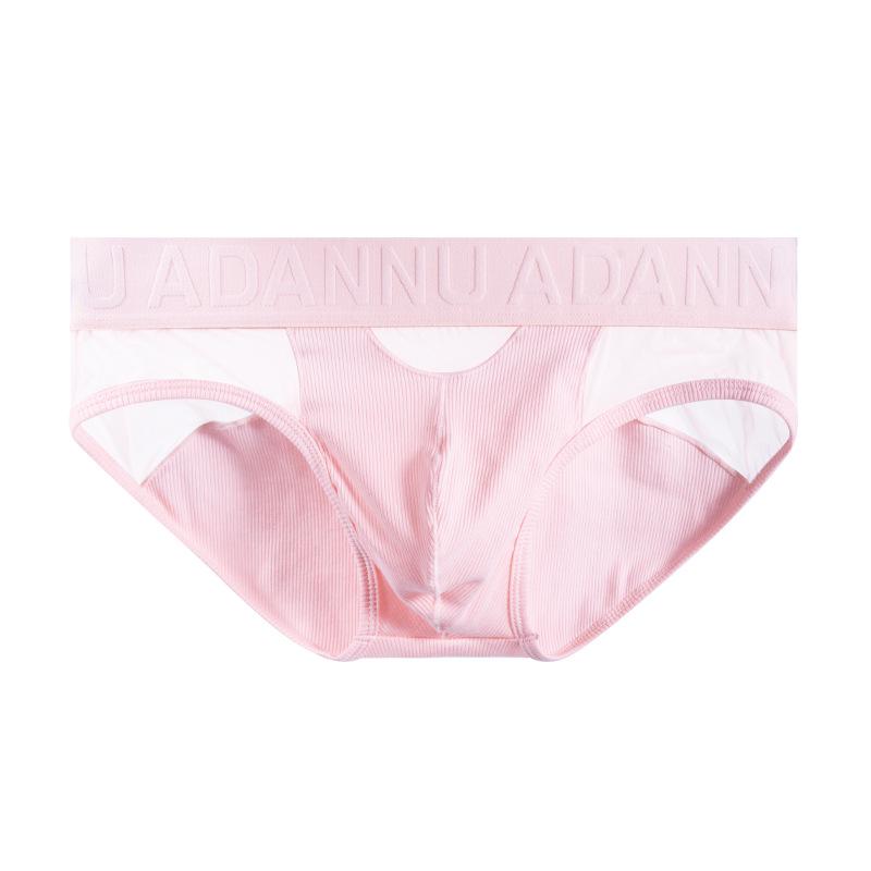 Herren Plus Size Low-Rise Baumwoll-Slip mit Gewinde und 3D-Beutel - Einfarbige Patchwork-Sportunterwäsche