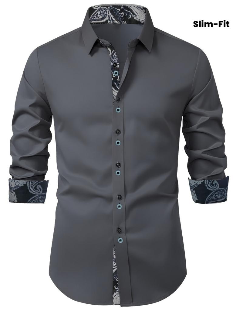 Trendy Geometric Pattern Long Sleeve Shirt, Great for Daily or Formal Looks.