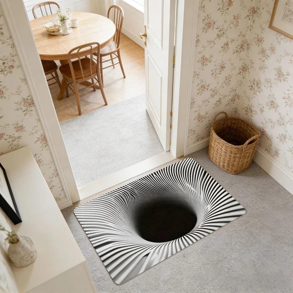 3D Flat Optical Illusion Doormat Non-slip Water-absorbing Bathroom Carpet Durable Abrasion-resistant Bedroom Door Rug Home