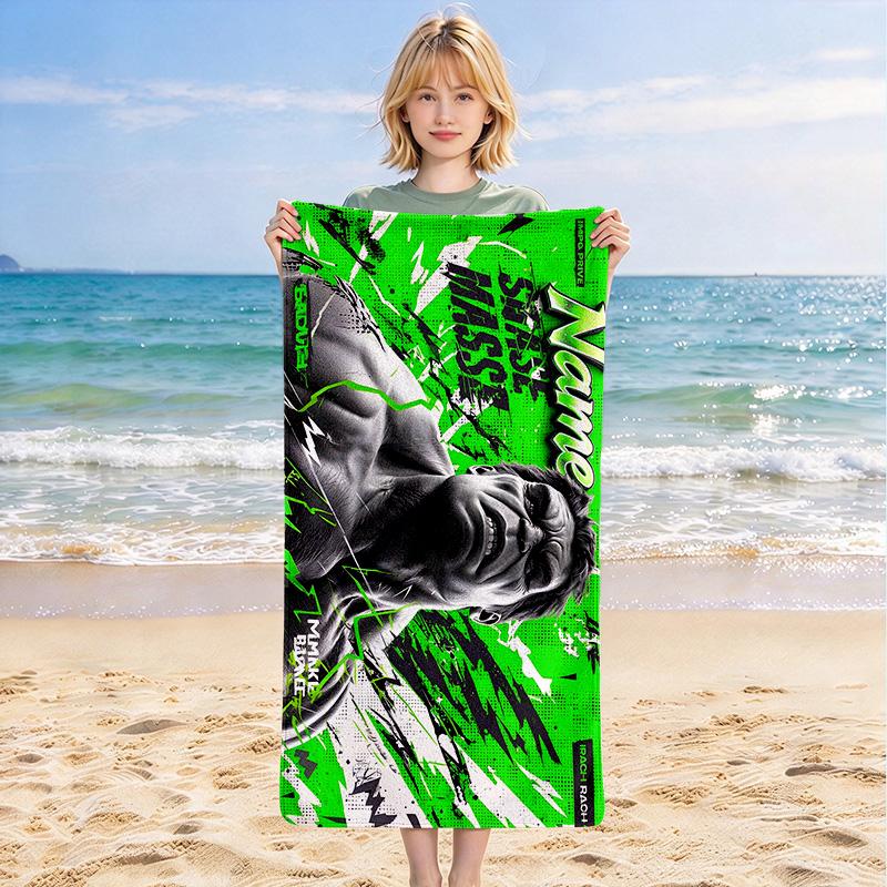 Custom Name Hulk Power Stylish printed beach towel,a quick-drying, absorbent mat suitable for the beach, pool, gym, and travel fans gift