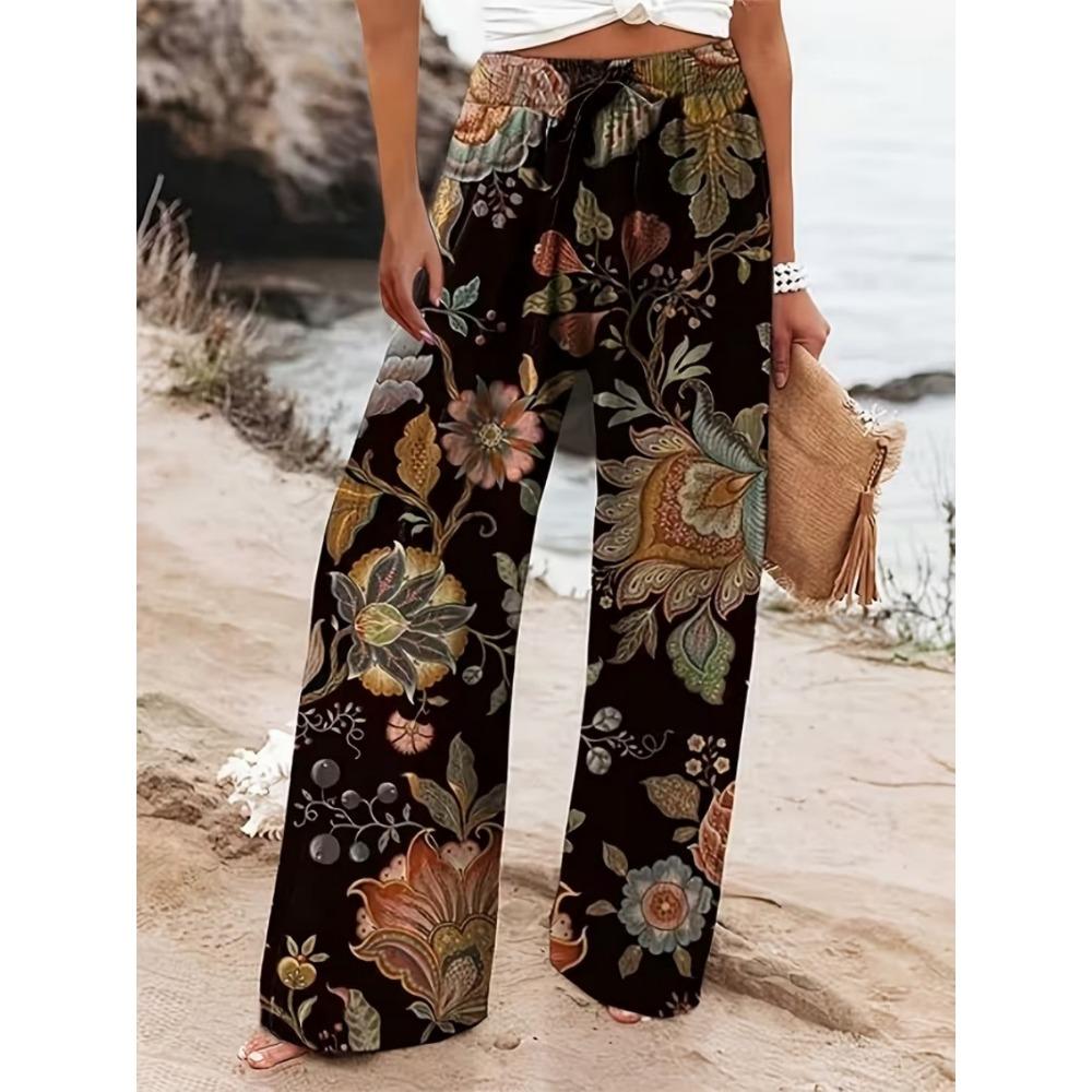 2026 New Peace & Love Graffiti Wide Leg Pants Women's Elastic Waist Casual Trousers Quick Dry Summer Beach Boho Kids Streetwear