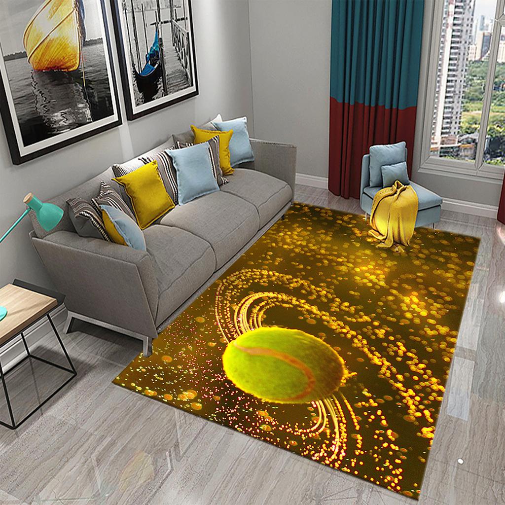 3D Funny Sport Tennis Carpets for Bedroom Living Room Bathroom Soft Comfortable Non-slip Absorbent Mat Children Play Bedside Rug