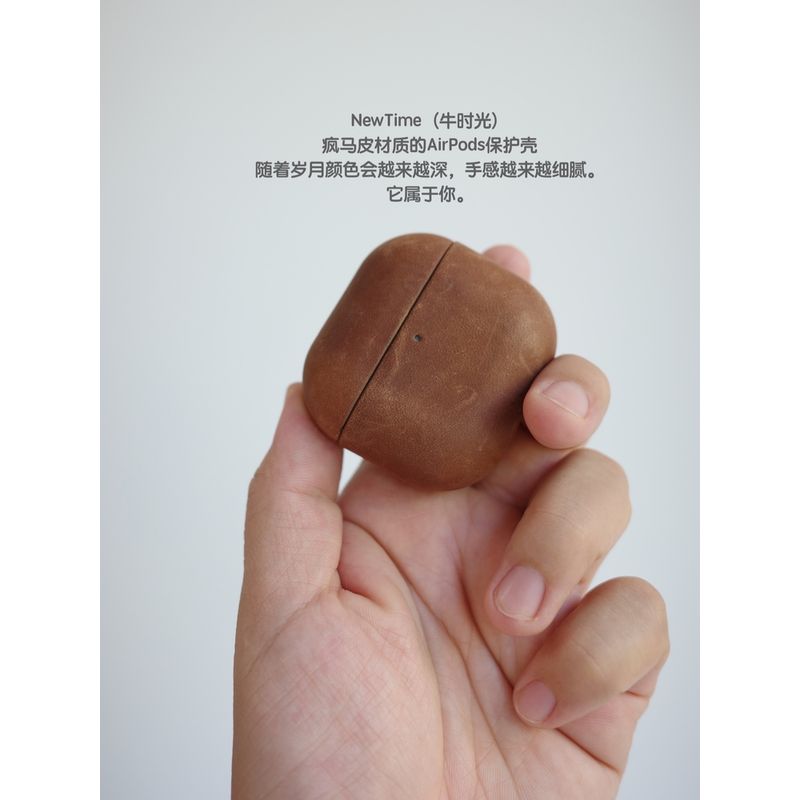 

Чехол для наушников Newtime из кожи Crazy Horse для Airpods4/Airpodspro2/1 Чехол для наушников из натуральной кожи Apple AirPods 4 Crazy Horse Leather Earphone Case