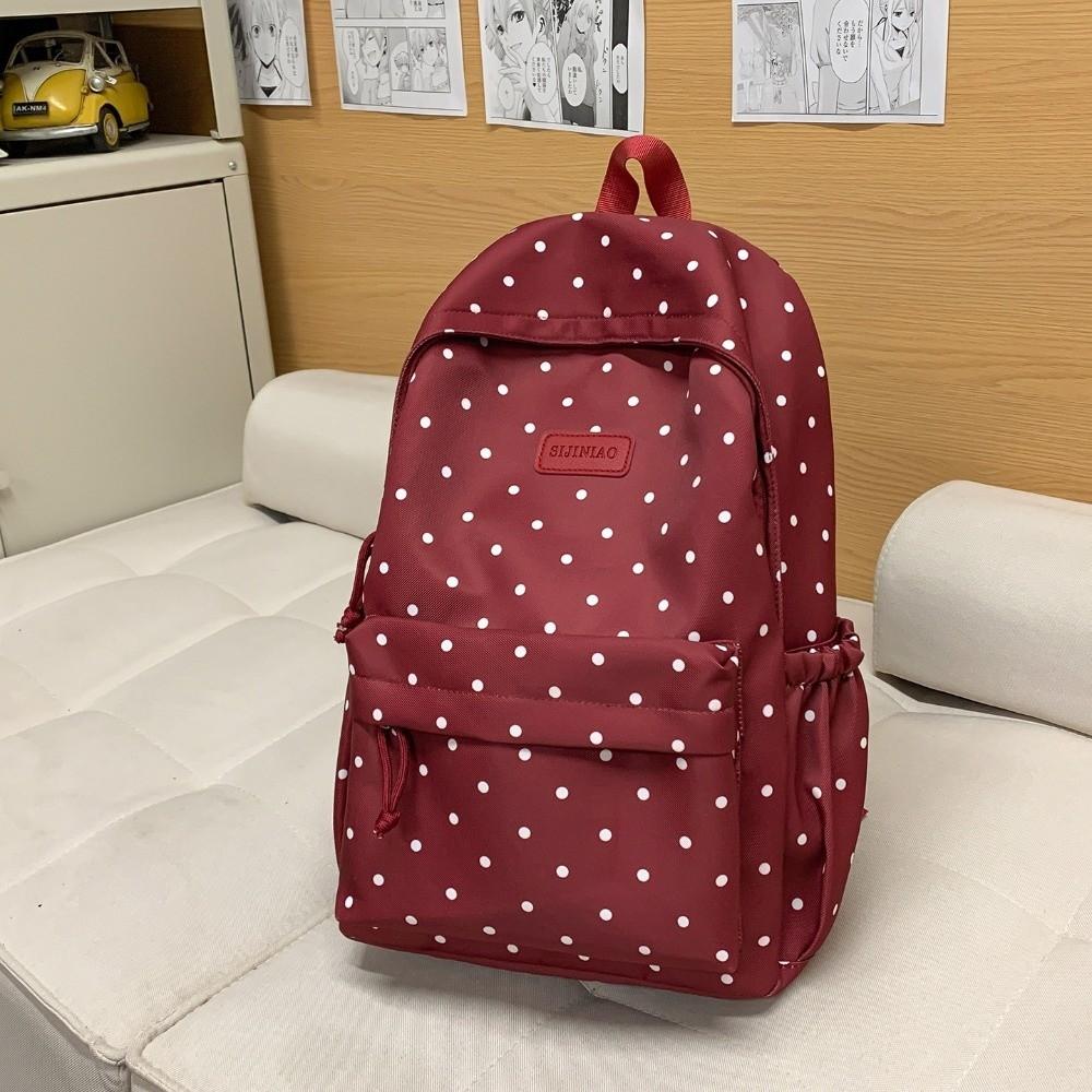 Large Capacity Polka Dot Backpack Dual-Shoulder School Bags Travel Backpack  Students